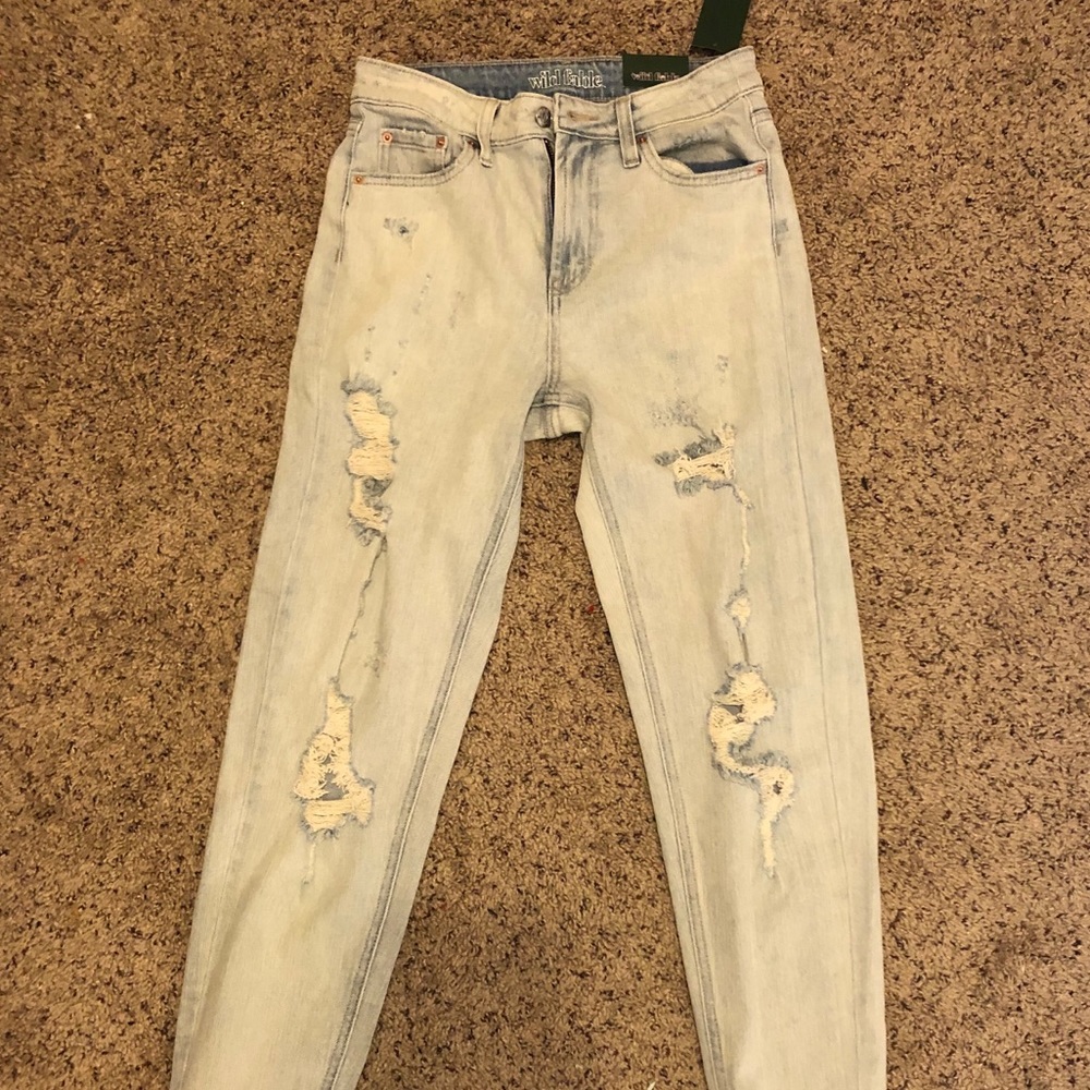 light wash ripped mom jeans